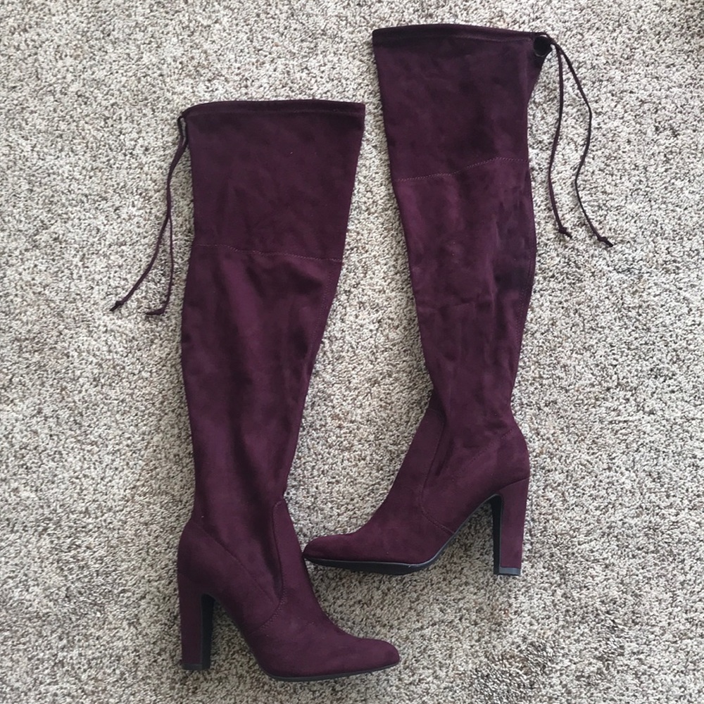 Maroon over the knee faux unisa maroon boots